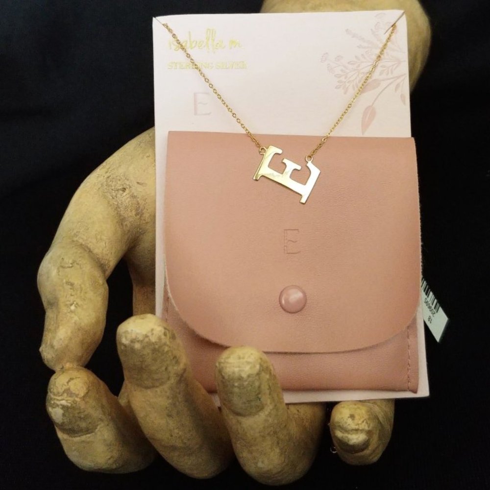 Isabella M. 925 Sterling Silver w/Gold Overlay Letter 'E' Initial Necklace NWT